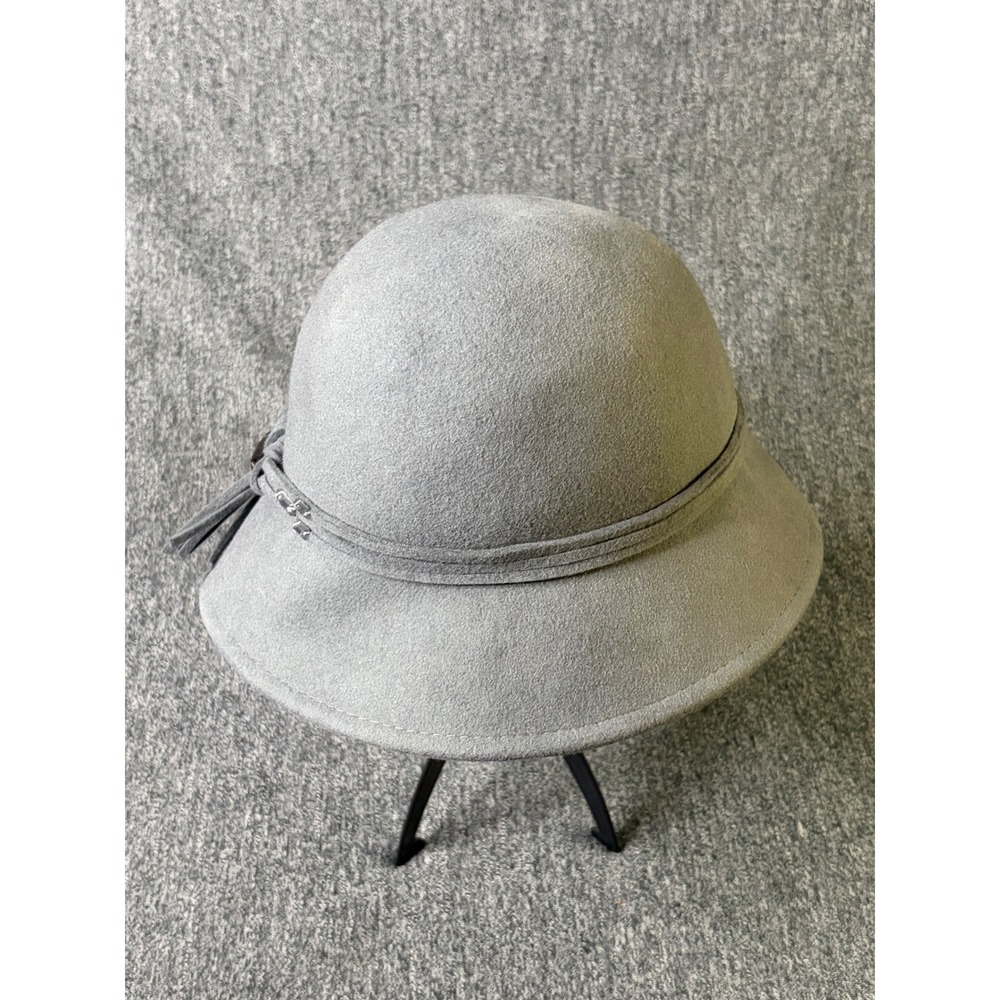 Callanan Millinery Grey 100% Wool Cloche Hat w/ Silver Hardware,Tassel, One Size